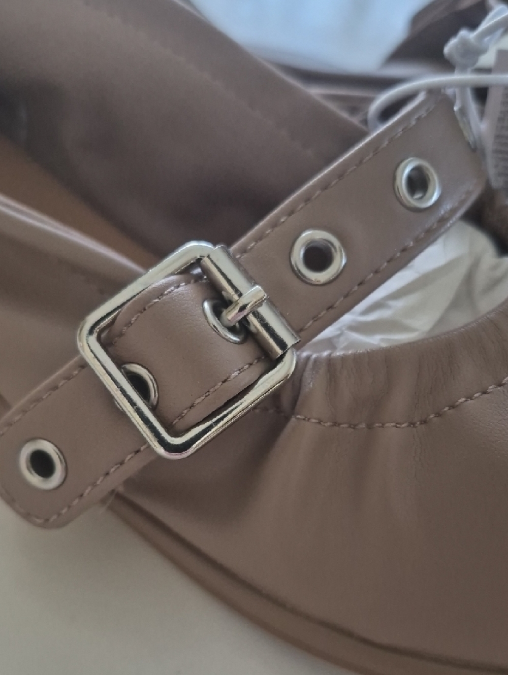 Womans Mary Jane Ballet Flats in Taupe - Picture 4 of 5